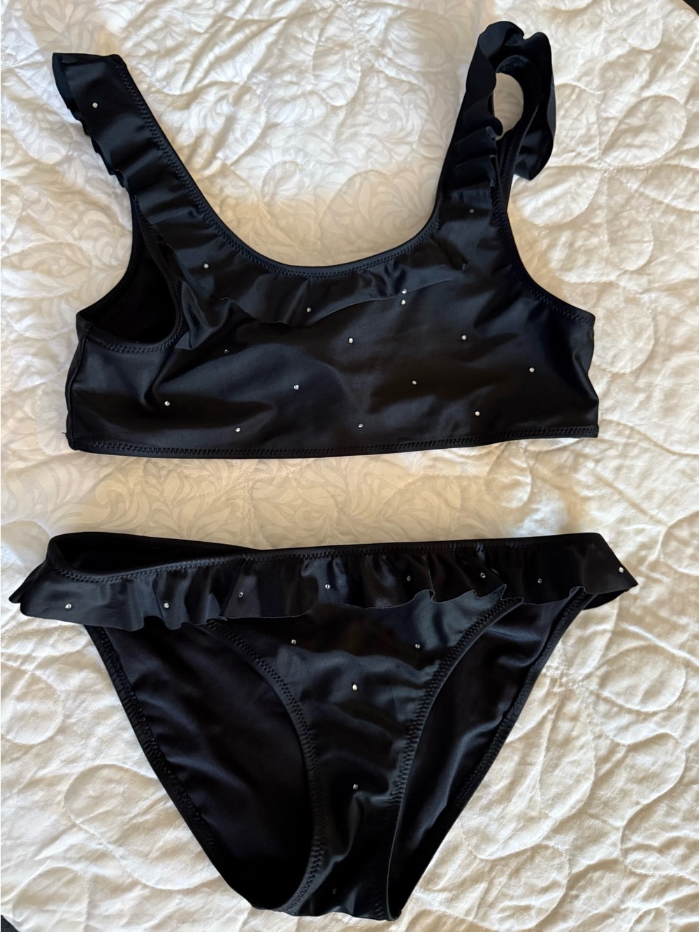 Zara Black Bikini Set with Crystal Accents
